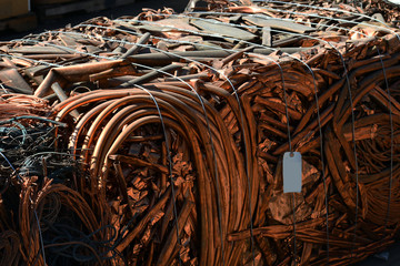 Scrap metal, wrecked and crushed parts of copper