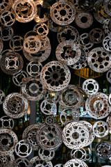 Fototapeta premium Close-up disc brakes steel background