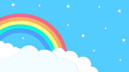 Abstract kawaii Colorful Sky rainbow background. Soft gradient pastel Comic graphic. Concept for wedding card design or presentation