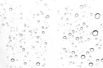 Rain drops on window glasses surface Natural Pattern of raindrops. Natural pattern of raindrops on white background for your design.