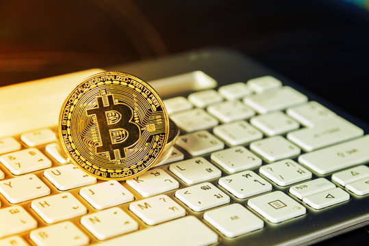 Bitcoin cryptoc urrency on keyboard