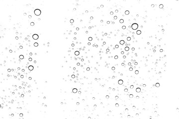 Rain drops on window glasses surface Natural Pattern of raindrops. Natural pattern of raindrops on white background for your design.