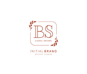 B S BS Beauty vector initial logo, handwriting logo of initial signature, wedding, fashion, jewerly, boutique, floral and botanical with creative template for any company or business.