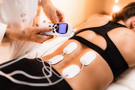 Lower Back Physical Therapy With TENS Electrode Pads, Transcutaneous Electrical Nerve Stimulation