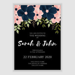 Wedding invitation card with cute flower bouquet