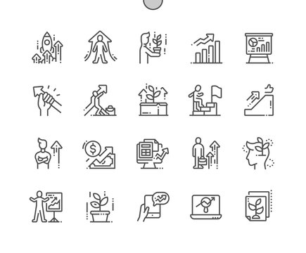 Growth Well-crafted Pixel Perfect Vector Thin Line Icons 30 2x Grid for Web Graphics and Apps. Simple Minimal Pictogram