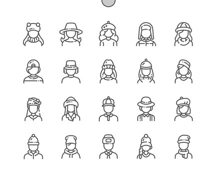 Hats Well-crafted Pixel Perfect Vector Thin Line Icons 30 2x Grid for Web Graphics and Apps. Simple Minimal Pictogram