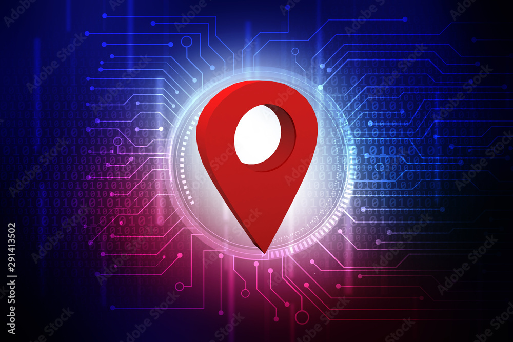 Poster 3d rendering red map pointer