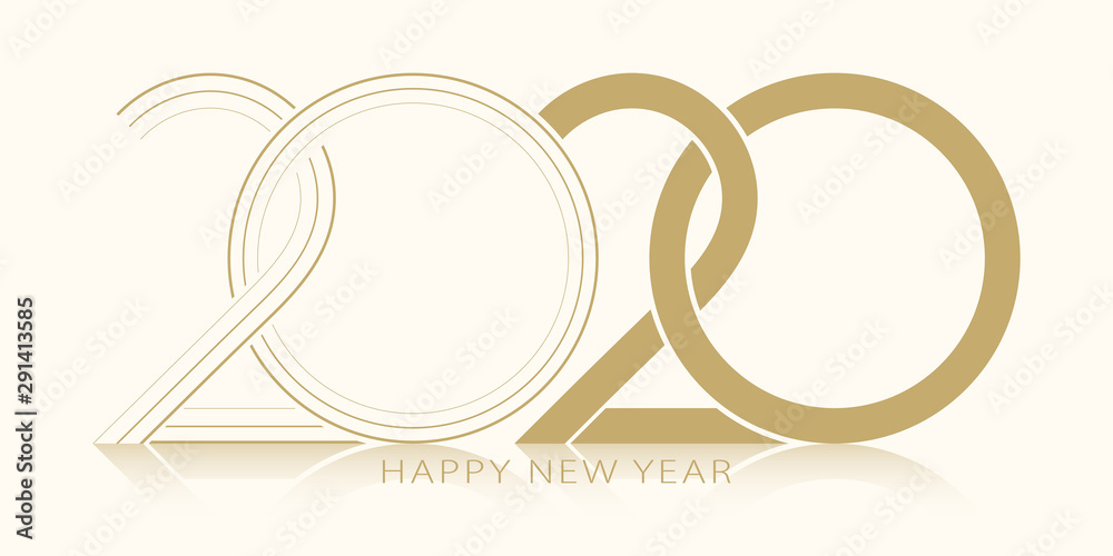 Poster 2020 happy new year. 2020 modern text vector luxury design gold color.