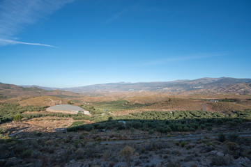 Fototapeta na wymiar Panoramic of the Alpujarra, photo taken from the old road of Alcolea (Spain)
