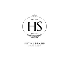 H S HS Beauty vector initial logo, handwriting logo of initial signature, wedding, fashion, jewerly, boutique, floral and botanical with creative template for any company or business.