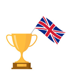 UK flag and golden trophy cup icon