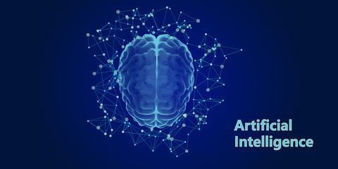 Abstract brain with net code. Artificial intelligence. Science and Technology neural network concept. Vector illustration. © Anatoly Stojko
