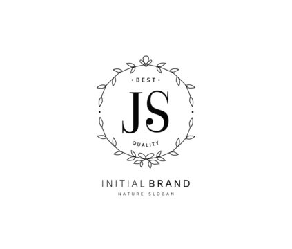 J S JS Beauty vector initial logo, handwriting logo of initial signature, wedding, fashion, jewerly, boutique, floral and botanical with creative template for any company or business.