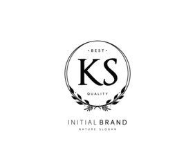 K S KS Beauty vector initial logo, handwriting logo of initial signature, wedding, fashion, jewerly, boutique, floral and botanical with creative template for any company or business.