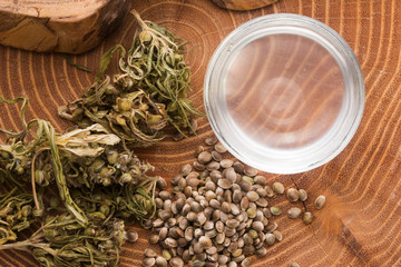 Cannabis extract with leaves