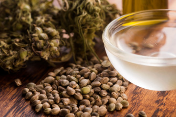 Cannabis extract with leaves