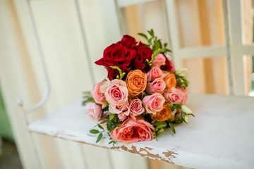 Wedding bouquet of beautiful roses