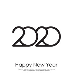 Happy New Year of Chrismtas card with black creative text. 2020 Vector