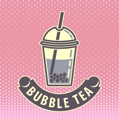 Bubble tea poster, banner template. Vector illustration