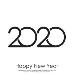 Happy New Year of Chrismtas card with black creative text. 2020 Vector