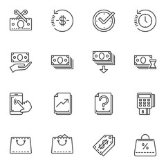 Fototapeta na wymiar Business and finance line icons set. linear style symbols collection, outline signs pack. vector graphics. Set includes icons as document report , money cash, purse, mobile banking, paying transaction