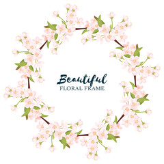 Obraz na płótnie Canvas Floral cherry blossom flower circle frame