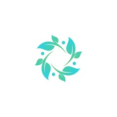 Fototapeta premium Circular leaf technology symbol on the white background