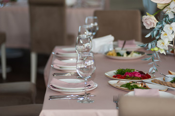festive table setting in the restaurant