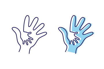 Vector abstract people hand icon symbol with bold outline