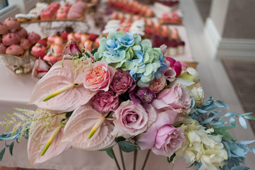 Wedding table decorations trends. Wedding banquet.