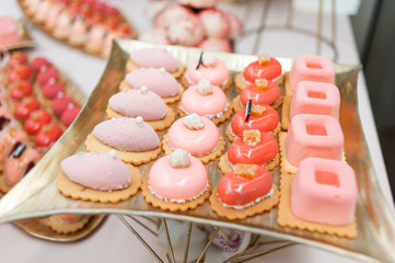 Wedding tasty decorations. Candy bar. Sweet  table