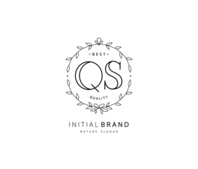 Q S QS Beauty vector initial logo, handwriting logo of initial signature, wedding, fashion, jewerly, boutique, floral and botanical with creative template for any company or business.
