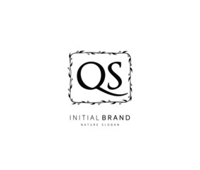 Q S QS Beauty vector initial logo, handwriting logo of initial signature, wedding, fashion, jewerly, boutique, floral and botanical with creative template for any company or business.