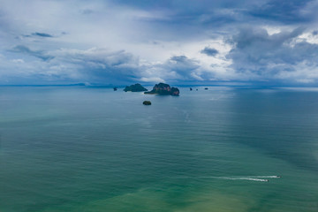 Drone view of tropical islands in the Andaman sea, Krabi, Thailand.
