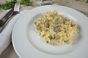 risotto au poulet et champignons