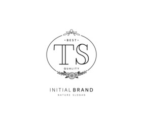 T S TS Beauty vector initial logo, handwriting logo of initial signature, wedding, fashion, jewerly, boutique, floral and botanical with creative template for any company or business.