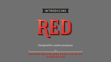 Red typeface.For labels and different type designs
