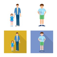 Vector design of character and avatar icon. Set of character and portrait stock vector illustration.