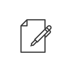 File document edit line icon. linear style sign for mobile concept and web design. Document and pen outline vector icon. Symbol, logo illustration. Vector graphics