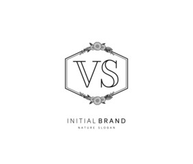 V S VS Beauty vector initial logo, handwriting logo of initial signature, wedding, fashion, jewerly, boutique, floral and botanical with creative template for any company or business.