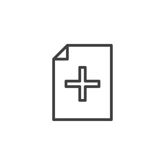 Add document file line icon. linear style sign for mobile concept and web design. Paper document plus outline vector icon. Symbol, logo illustration. Vector graphics