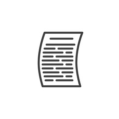 Document paper line icon. linear style sign for mobile concept and web design. Document page outline vector icon. Symbol, logo illustration. Vector graphics