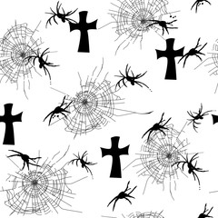 Fototapeta premium Background for halloween. Web seamless pattern on white background for fabric.