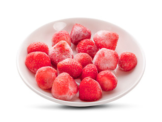 frozen strawberries an isolated on white background