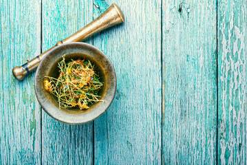 Dry yellow flowers Hypericum