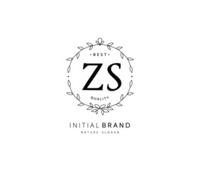 Z S ZS Beauty vector initial logo, handwriting logo of initial signature, wedding, fashion, jewerly, boutique, floral and botanical with creative template for any company or business.