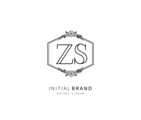 Z S ZS Beauty vector initial logo, handwriting logo of initial signature, wedding, fashion, jewerly, boutique, floral and botanical with creative template for any company or business.