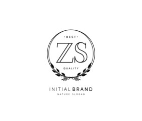 Z S ZS Beauty vector initial logo, handwriting logo of initial signature, wedding, fashion, jewerly, boutique, floral and botanical with creative template for any company or business.