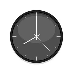 Minimalistic black clock icon, single isolated vector illustration. Office clock without numerals. Eight oclock.